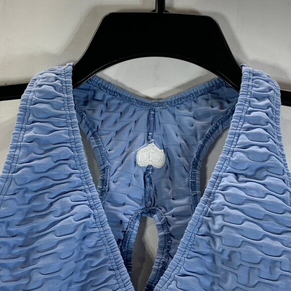 BOOTY BY BRABANT Women's Periwinkle Chrome Sculpt Textured V Top SZ OS - Picture 3 of 11